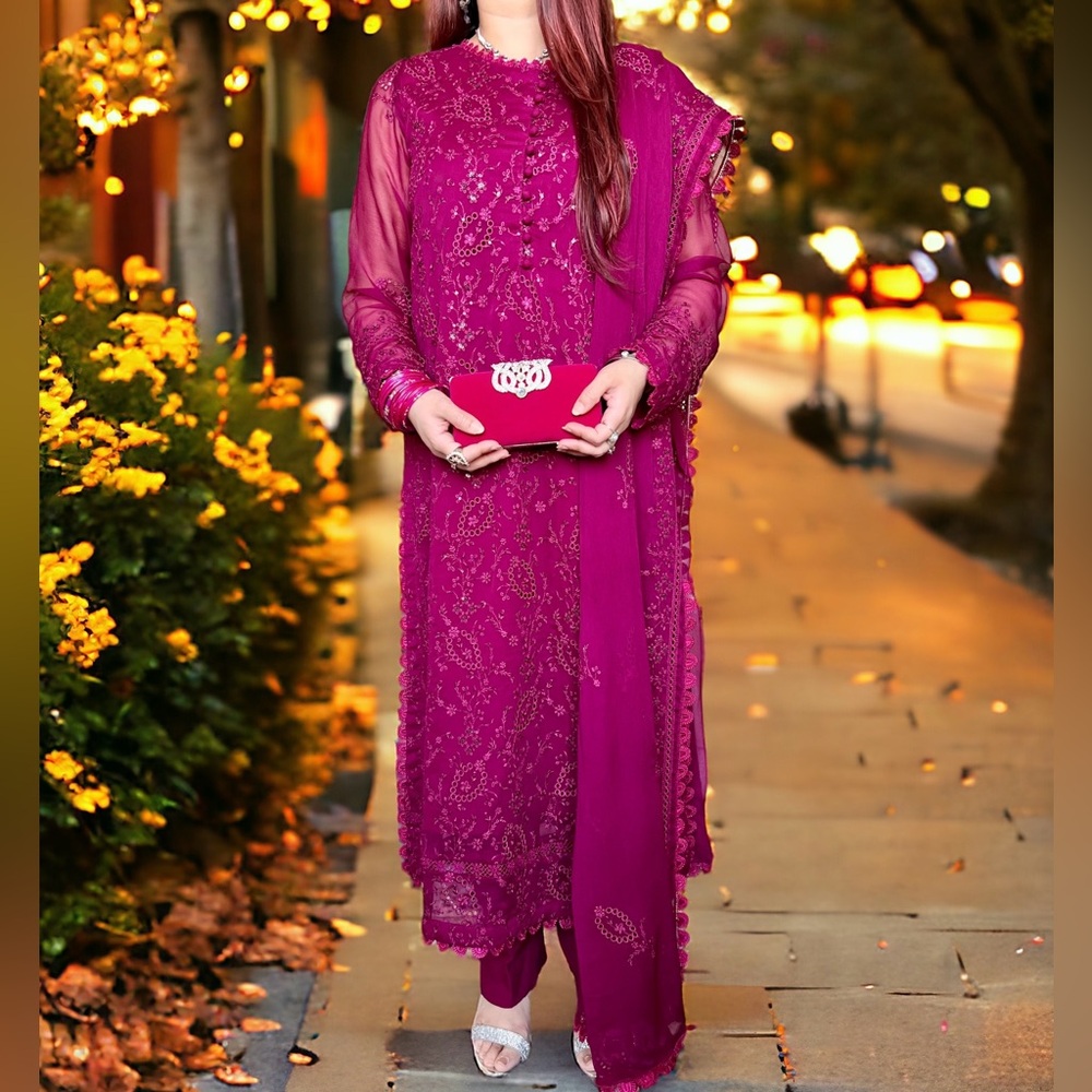 Magenta Pakistani Suit, Salwar Kameez, Pakistani Dress